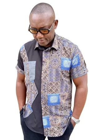 African Black Ankara Mix Shirt