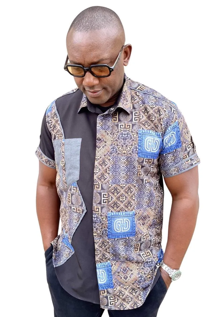 African Black Ankara Mix Shirt