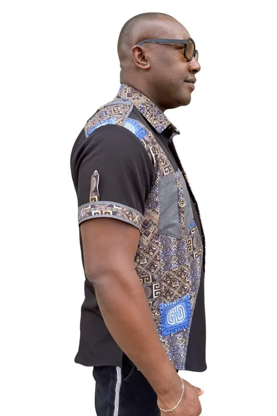 African Black Ankara Mix Shirt