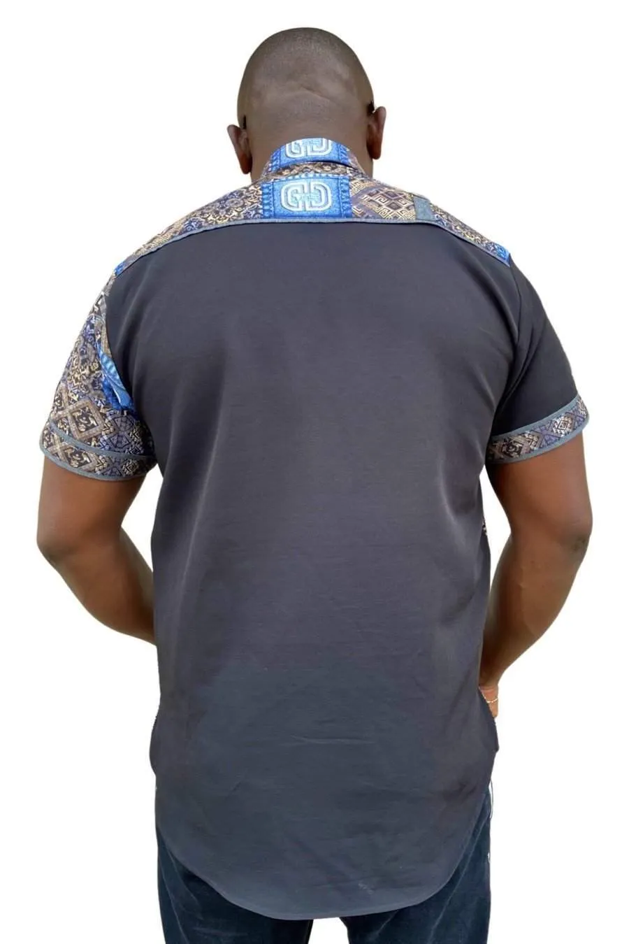 African Black Ankara Mix Shirt