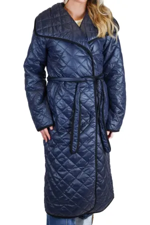 ann taylor navy blue long puffer coat (xs; retail $248)