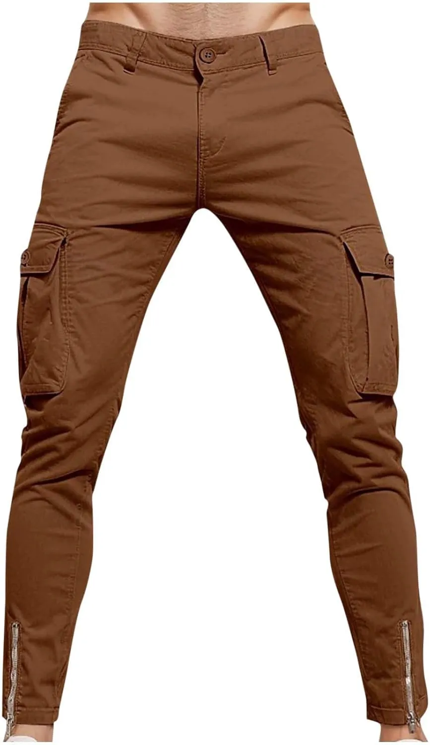 Cargo Work Pants Men Stylish Uniform Tactical Stretch Chinos Pants Lightweight Slim Fit Military Tapered Trousers