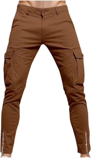 Cargo Work Pants Men Stylish Uniform Tactical Stretch Chinos Pants Lightweight Slim Fit Military Tapered Trousers
