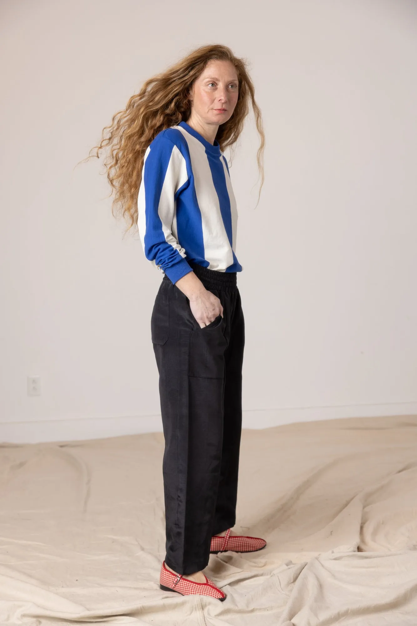 Copa Striped Long Sleeve T - White/Cobalt
