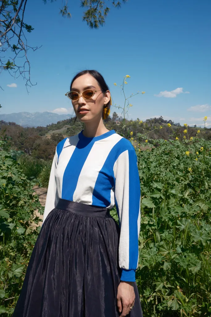Copa Striped Long Sleeve T - White/Cobalt