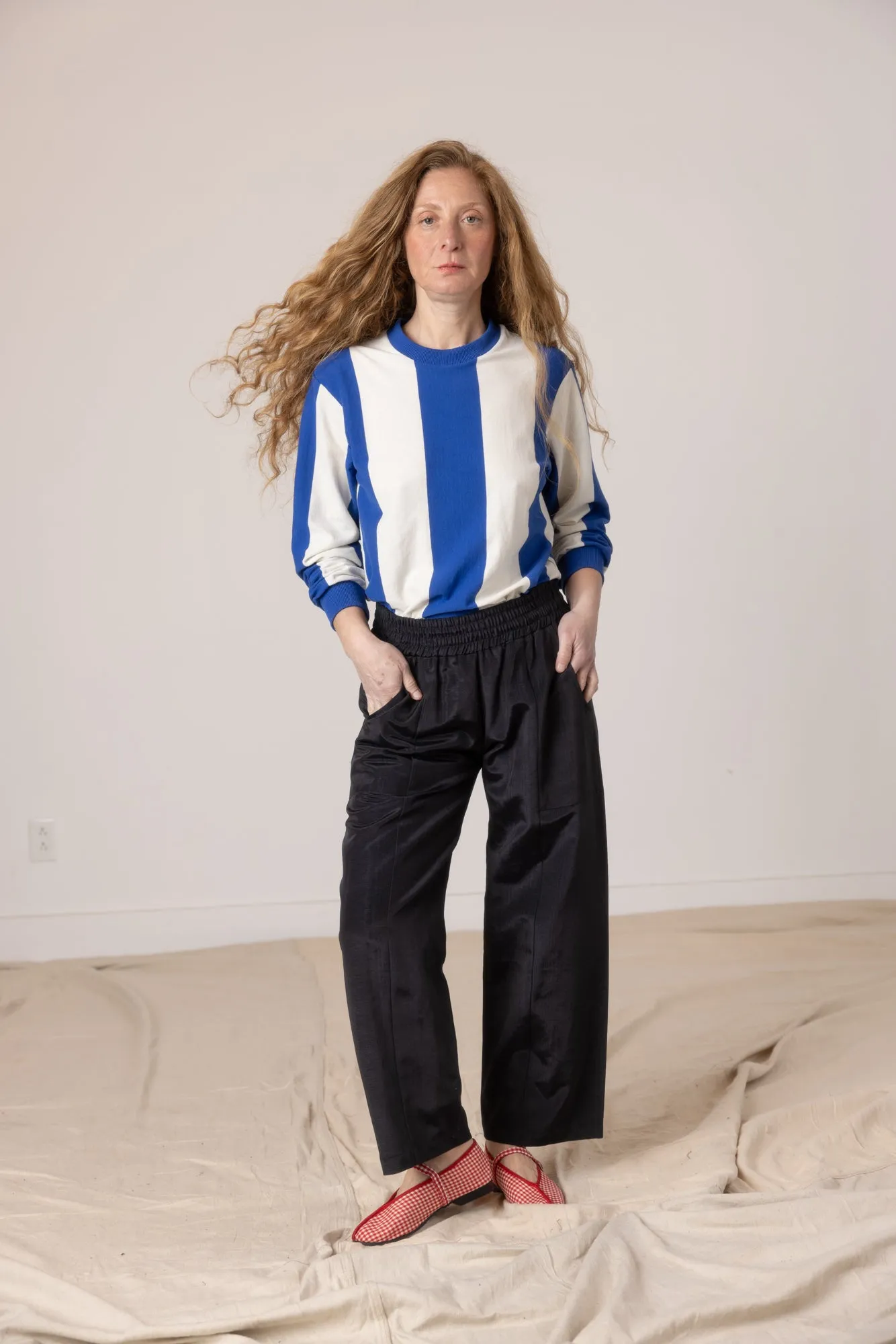 Copa Striped Long Sleeve T - White/Cobalt