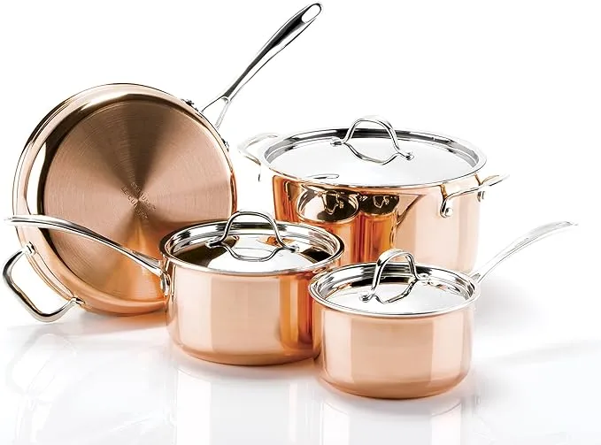COPPER COOKWARE 3 PLY, STRAUSS LE CUIVRE, (7 PC SET)