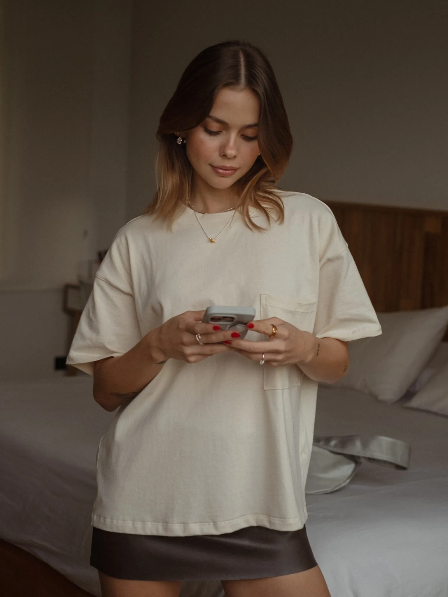 COTTON POCKET T-SHIRT - CREAMY