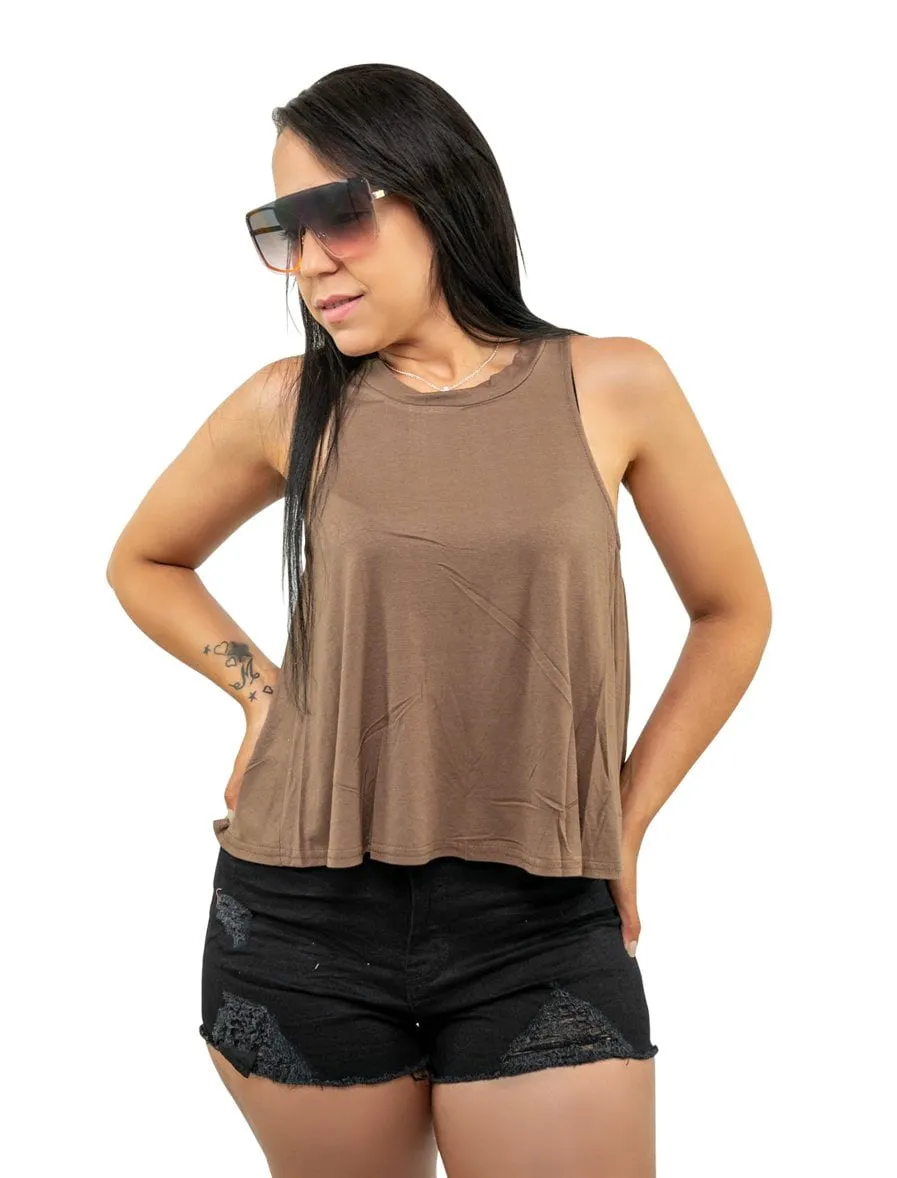 Crop Top Sleeveless Round Neck