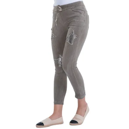 Italian Stretch Sequenced Pants - Taup