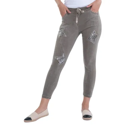 Italian Stretch Sequenced Pants - Taup