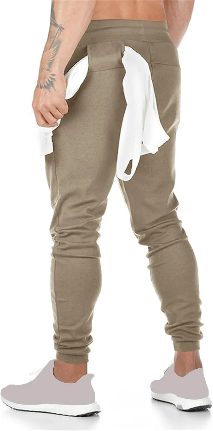 Mens Lightweight Athletic Pants Joggers Slim Fit Stretch Pant Workout Gym Sweatpants Casual Drawstring Trousers 2025
