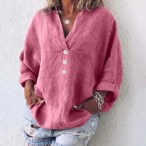 Ophelia - Stylish Cotton - Linen Blouse