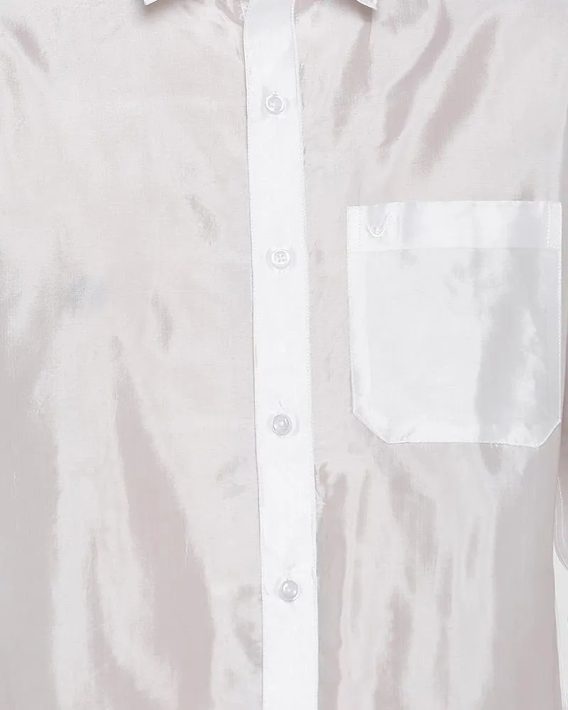 Pavithram - White Silk Shirt For Men | Uathayam