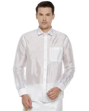 Pavithram - White Silk Shirt For Men | Uathayam