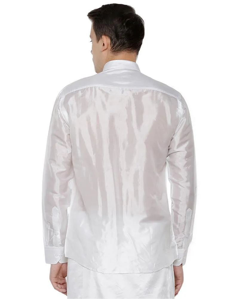 Pavithram - White Silk Shirt For Men | Uathayam