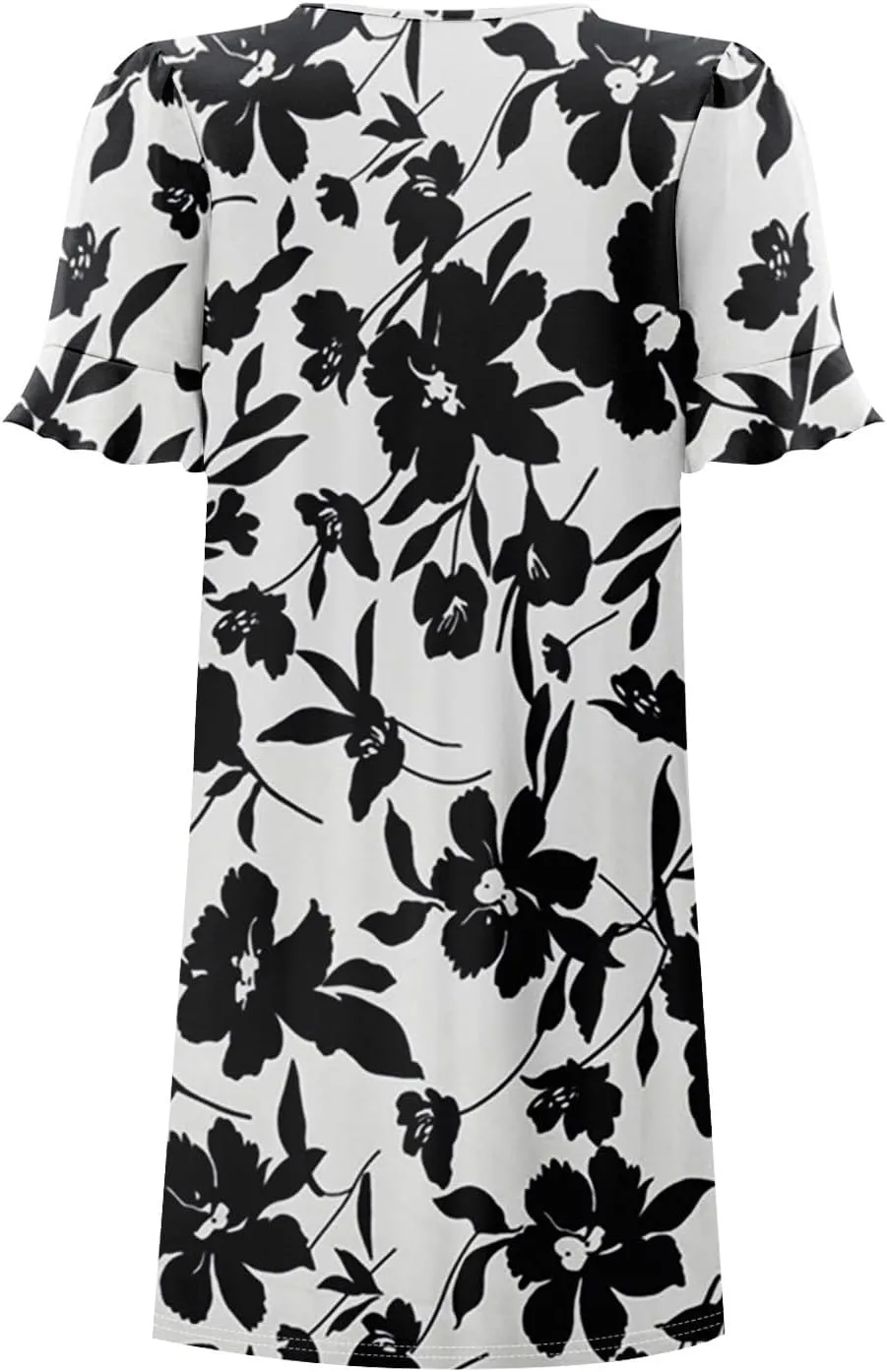 Plus Size Easter Dresses for Curvy Women Summer Casual Shift Ruffle V Neck Short Sleeve Beach Dress with Pockets