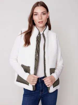 Reversible Sherpa Puffer Vest [Ecru-C6285]
