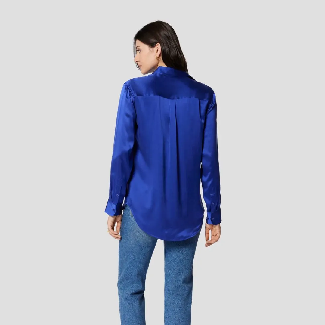 Signature Silk Satin Shirt (Spectrum Blue)