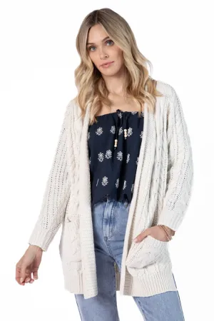 Sweet Nothings Cream Chunky Cable Knit Cardigan SALE